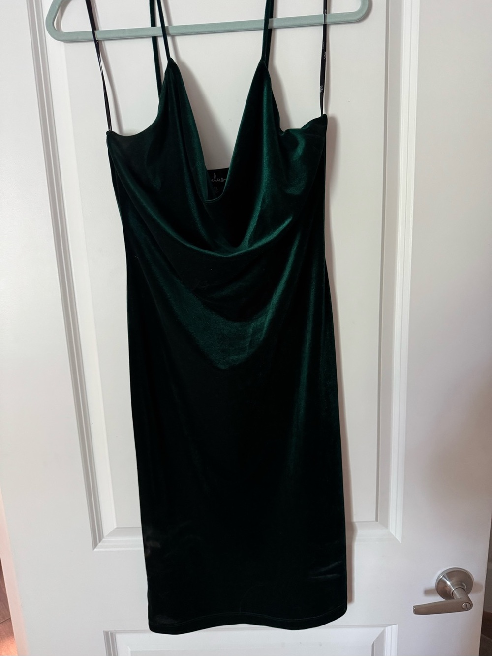 Lulu's Deep Green Velvet Midi Dress - Picture 3 of 4
